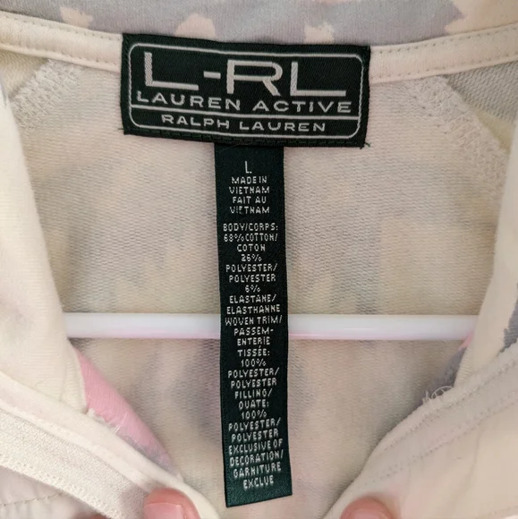 Ralph Lauren Aztec Western Preppy puffer Jacket pink and gray size L athleisure - Picture 5 of 9